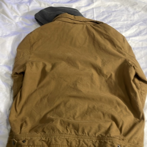 American Eagle Men’s Workwear Khaki Hooded Jacket Fleece Lines Size Large - Picture 7 of 7